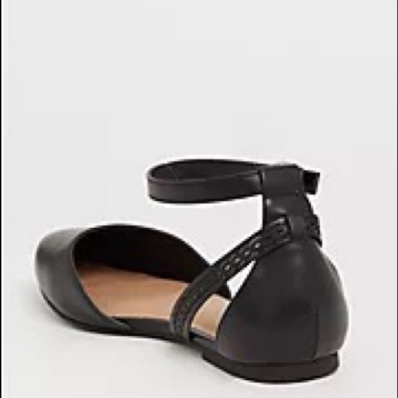 Torrid Black Almond Toe Ankle Strap Flats - Picture 2 of 6